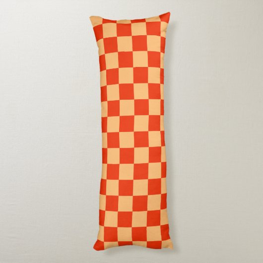 Rood en Perzik Check Checkerboard Patroon Lichaamskussen (Achterkant (Verticaal))