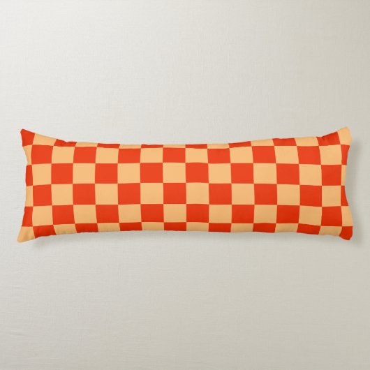 Rood en Perzik Check Checkerboard Patroon Lichaamskussen (Voorkant)