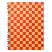 Rood en Perzik Check Checkerboard Patroon Notitieboek (Voorkant)