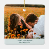 Rood en Roos Gold Moderne kerstfeestfoto's Cera Keramisch Ornament (Achterkant)