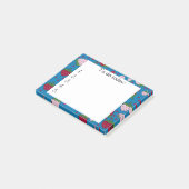 Rood en roze aardbeien op Blauwe Post Post-it® Notes (Schuin)