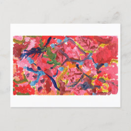 Rood en roze abstract met blauw hooglicht briefkaa briefkaart