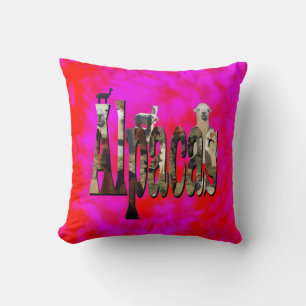 Rood en roze Alpaca logo ontwerp, Kussen
