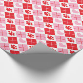 Rood en roze argyle Paw-patroon voor afdrukken en  Cadeaupapier (Hoek)