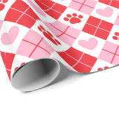 Rood en roze argyle Paw-patroon voor afdrukken en  Cadeaupapier (Rol Hoek)