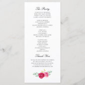 Rood en Roze Bloemen Bruiloft Programma (Achterkant)