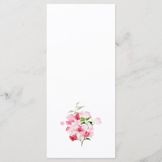 Rood en Roze Bloemen Vrijgezellenfeest Menu (Achterkant)