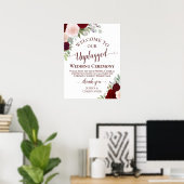 Rood- en Roze Boho Floral Unplugged Wedding Ceremo Poster (Thuiskantoor)