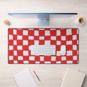 Rood en Roze Checkerboard Patroon Vet en Stijlvol Bureaumat