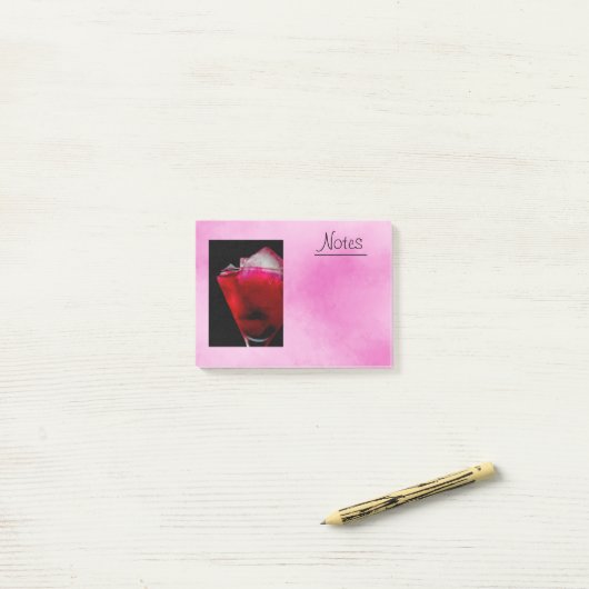 Rood en roze cocktail verfrissen post-it® notes (Op bureau)