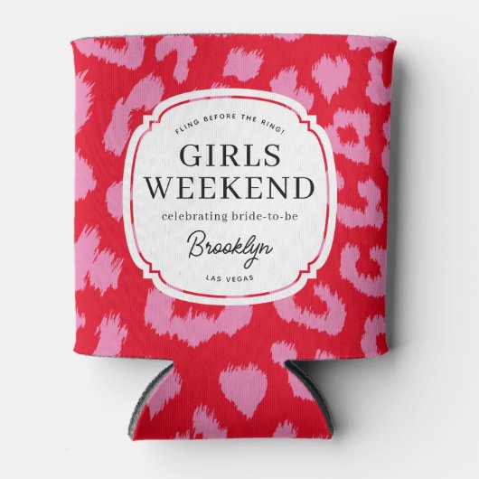 Rood en Roze Dierenprint Bachelorette Party Blikjeskoeler (Voorkant)