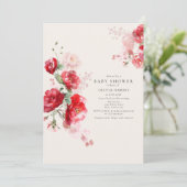 Rood en Roze Document Rozen Baby shower Kaart (Staand voorkant)