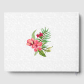 Rood en roze exotische bloemen en witte dop gastenboek (Achterkant)