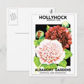  rood en roze gevlekt Hollyhock Seed Packet Briefkaart (Voorkant / Achterkant)