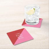 Rood en roze grappig Onderzetter "minder wijn meer (Insitu)