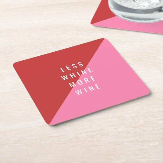 Rood en roze grappig Onderzetter "minder wijn meer (Schuin)