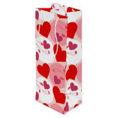 Rood en roze harten Funny Valentijnsdag Wijn Cadeautas (Achterkant Gekanteld)