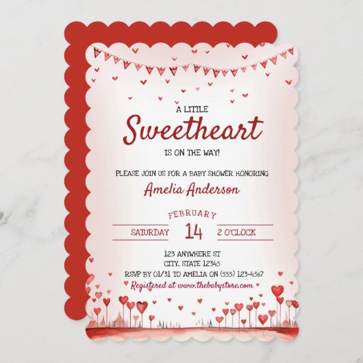 Rood en roze harten Klein Baby shower Kaart (Voorkant / Achterkant)