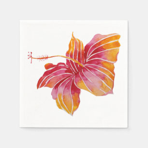 Rood en roze Hawaiian Hibiscus Flower Paper Napkin Servetten