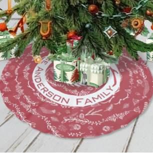 Rood- en roze kerstfamilienaam rendieren kerstboom rok
