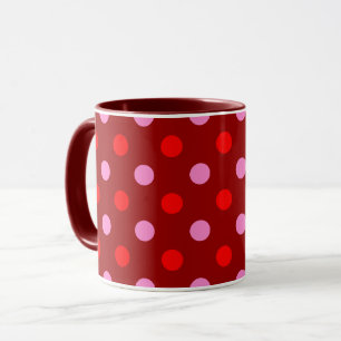 Rood en Roze op Maroon Stippen Design Mok