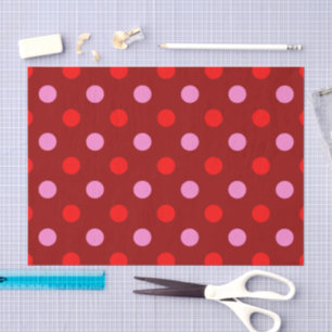 Rood en Roze op Maroon Stippen Design  Tissuepapier
