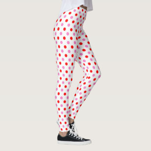 Rood en Roze op Wit Stippen Design Leggings