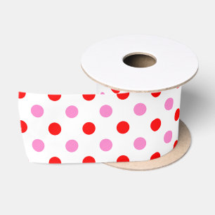 Rood en Roze op Wit Stippen Design Lint
