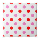 Rood en Roze op Wit Stippen Design  Tegeltje (Voorkant)