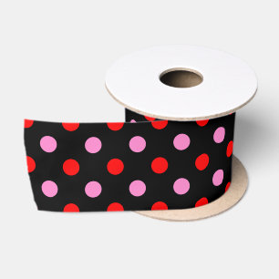 Rood en Roze op Zwarte Stippen Ontwerp Lint
