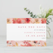 Rood en roze Painterly Floral QR Code Weddenschap Save The Date (Staand voorkant)