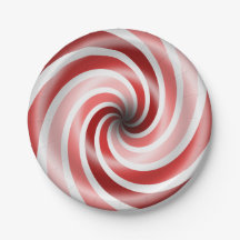 Rood- en roze peppermint-cirkels 7-inch Bord