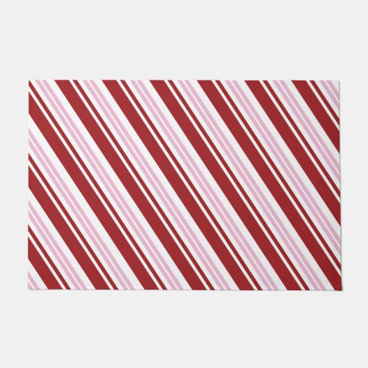 Rood- en roze peppermint Stripe Deurmat (Voorkant)