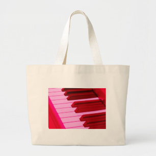Rood en roze piano- of orgaantoetsenbord grote tote bag