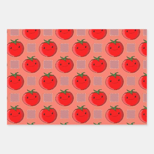 Rood en Roze Plaid Tomaat Tartan Patroon Inpakpapier Vel (Voorkant)