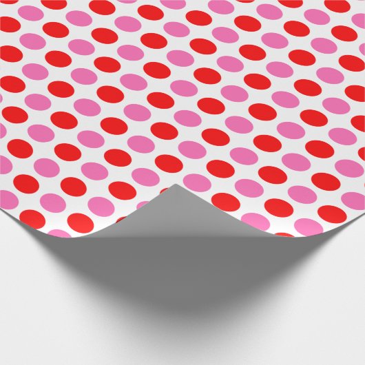 Rood- en roze pokadot cadeaupapier (Hoek)