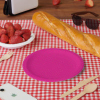 Rood en roze polka dot inpakpapier met gelijkmatig