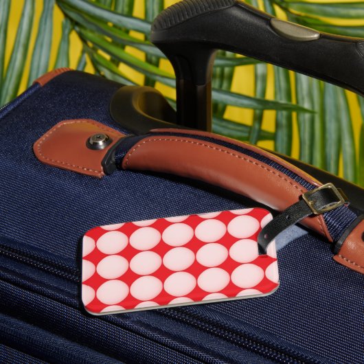 Rood en roze polka stippenpatroon bagagelabel (Voorkant Insitu 3)