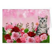 Rood- en roze roodroodkleurige tuin met zwarte kat (Voorkant Horizontaal)