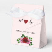 Rood- en roze rozenhuwelijk bedankdoosjes (Voorkant Zijde)