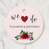 Rood- en roze rozenhuwelijk bedankjes labels (Voorkant)