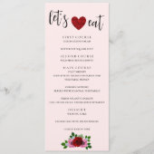 Rood- en roze rozenhuwelijk menu (Voorkant)