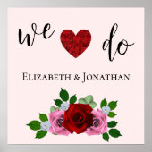 Rood- en roze rozenhuwelijk poster (Voorkant)