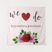 Rood- en roze rozenhuwelijk wandkleed (Voorkant)