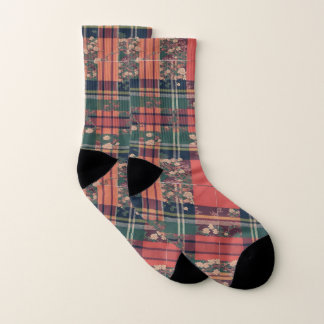 Rood en roze Scotish Sakura Modern Tartan Sokken