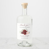 Rood en roze Waterverf Rozen Weddenschap Bedankt Likeurfles Etiket (Voorkant)