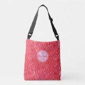 Rood- en roze Waterverf Zebra afdrukken | Monogram Crossbody Tas (Voorkant)