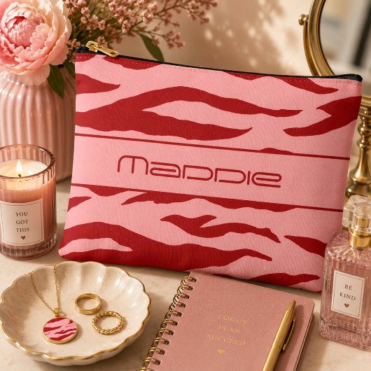 Rood en roze zebra strepenpatroon etui