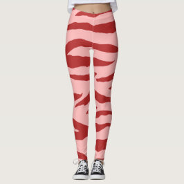 Rood en roze Zebra wild dierpatroon Leggings