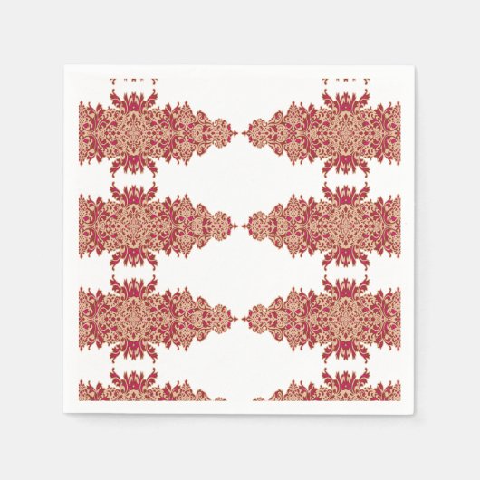 Rood en sinaasappel bloemontwerp met siergrafiek servet (Voorkant)